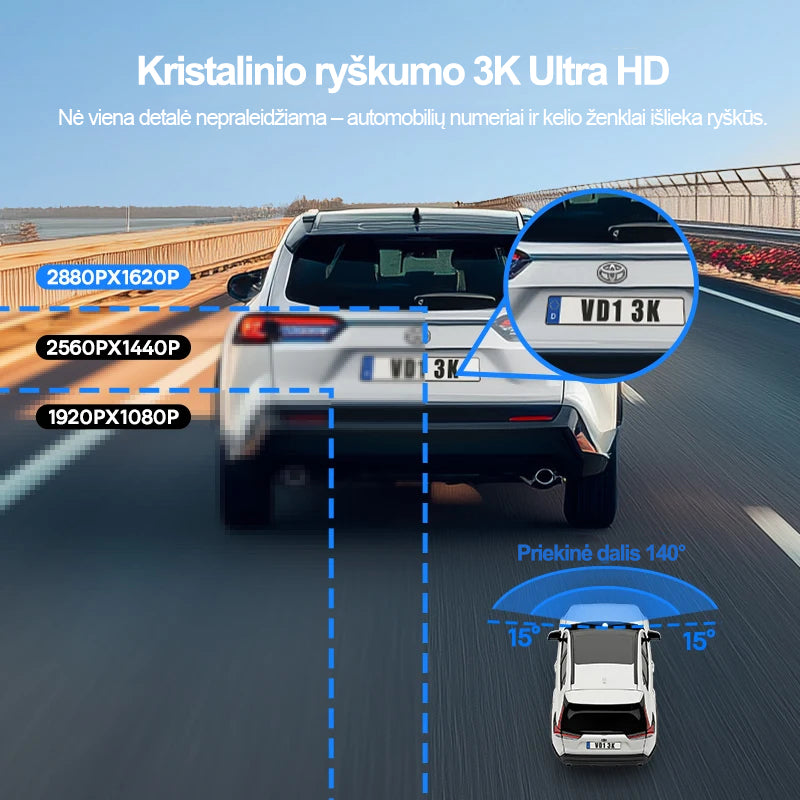 Diskretiška 3K vaizdo registravimo kamera Jūsų kelionėms