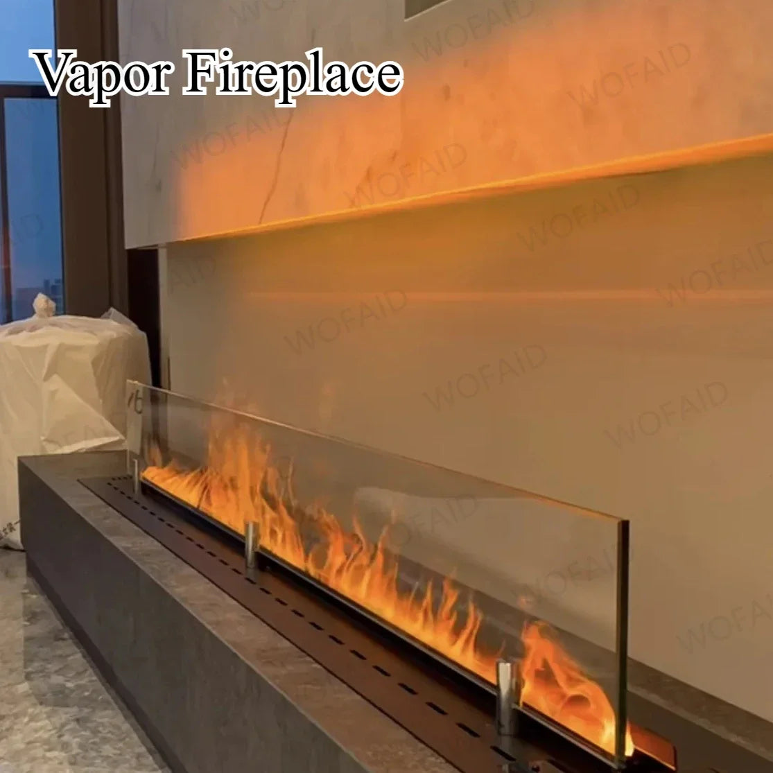 Elektrinis 3D LED židinys su vandens garų liepsna