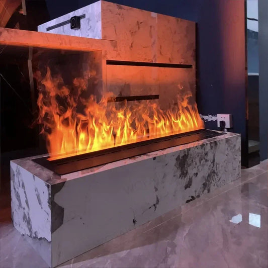 Elektrinis 3D LED židinys su vandens garų liepsna