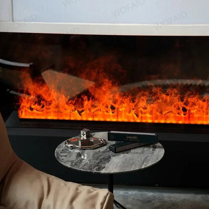 Elektrinis 3D LED židinys su vandens garų liepsna